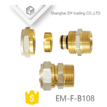 EM-F-B108 conector de compressão de encaixe de tubulação de união de latão cromado